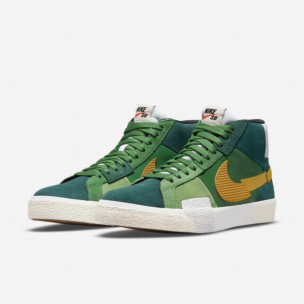 Nike SB Zoom Blazer Mid Premium Női Utcai Cipő Zöld Arany | NI8495-H21
