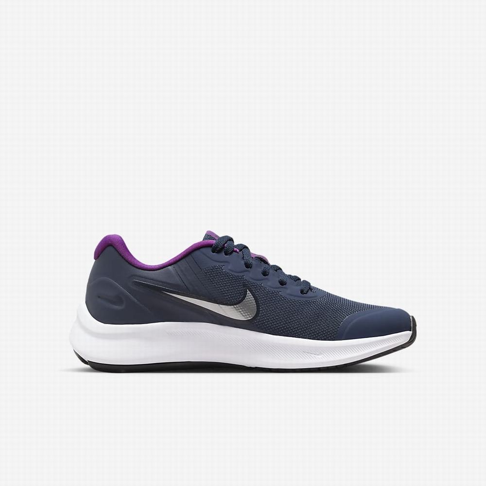 Nike Star Runner 3 Gyerek Futócipő Sötétkék Lila Metal Titán | NI9874-K82