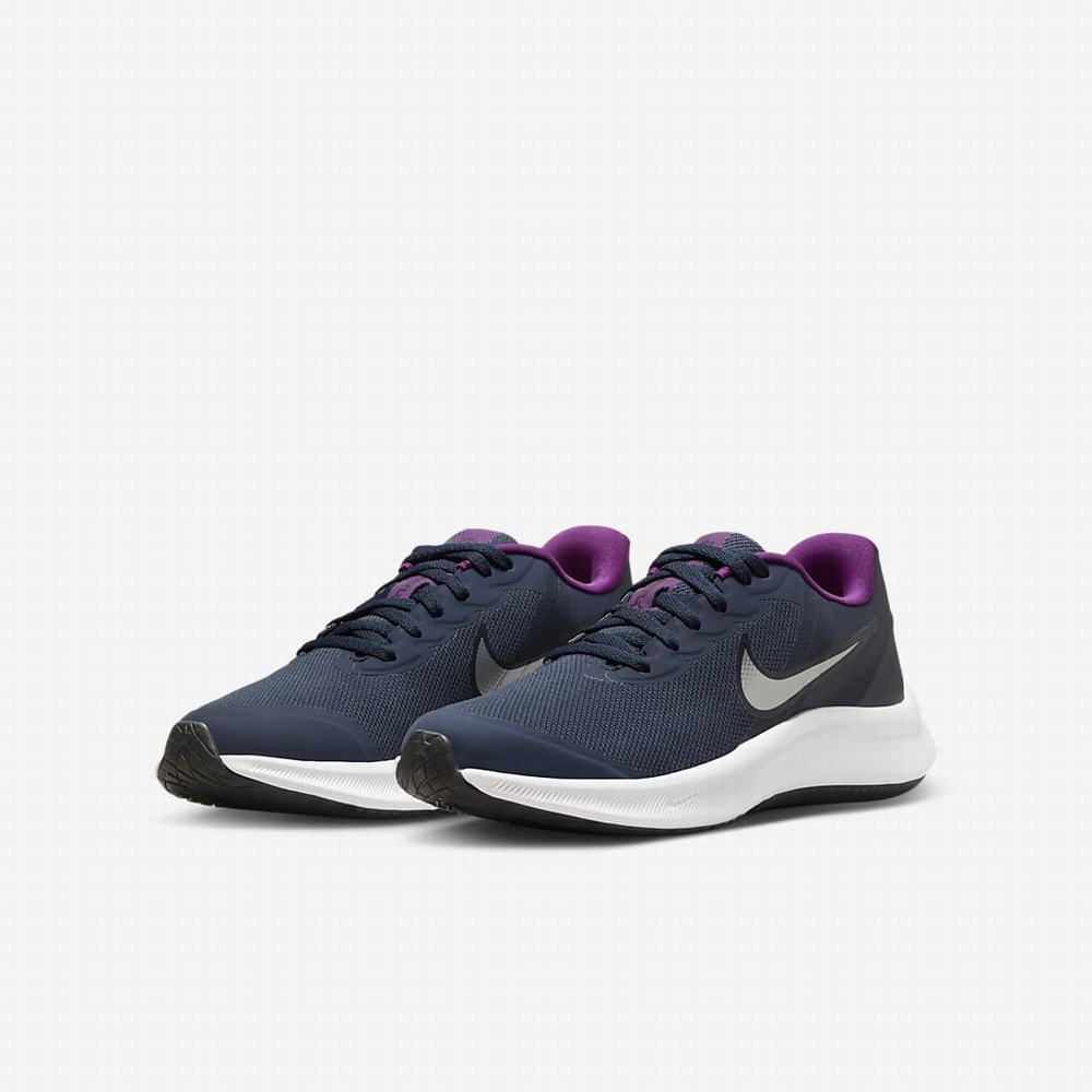 Nike Star Runner 3 Gyerek Futócipő Sötétkék Lila Metal Titán | NI9874-K82