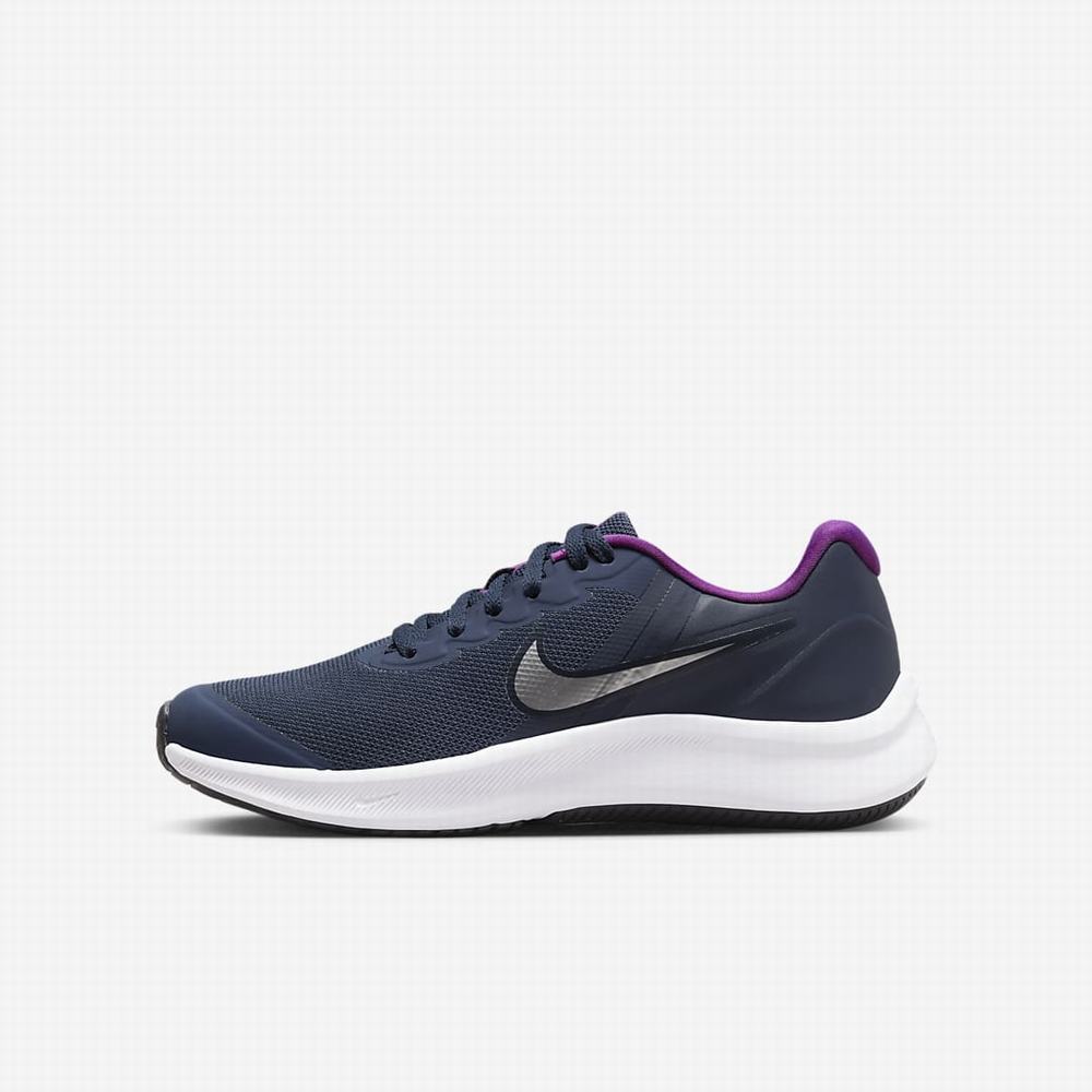 Nike Star Runner 3 Gyerek Futócipő Sötétkék Lila Metal Titán | NI9874-K82
