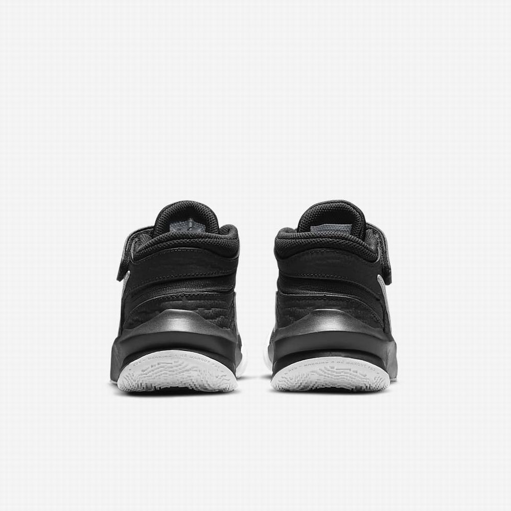 Nike Team Hustle D 10 FlyEase Gyerek Kosárlabda Cipő Fekete Fehér Metal Titán | NI9452-U41