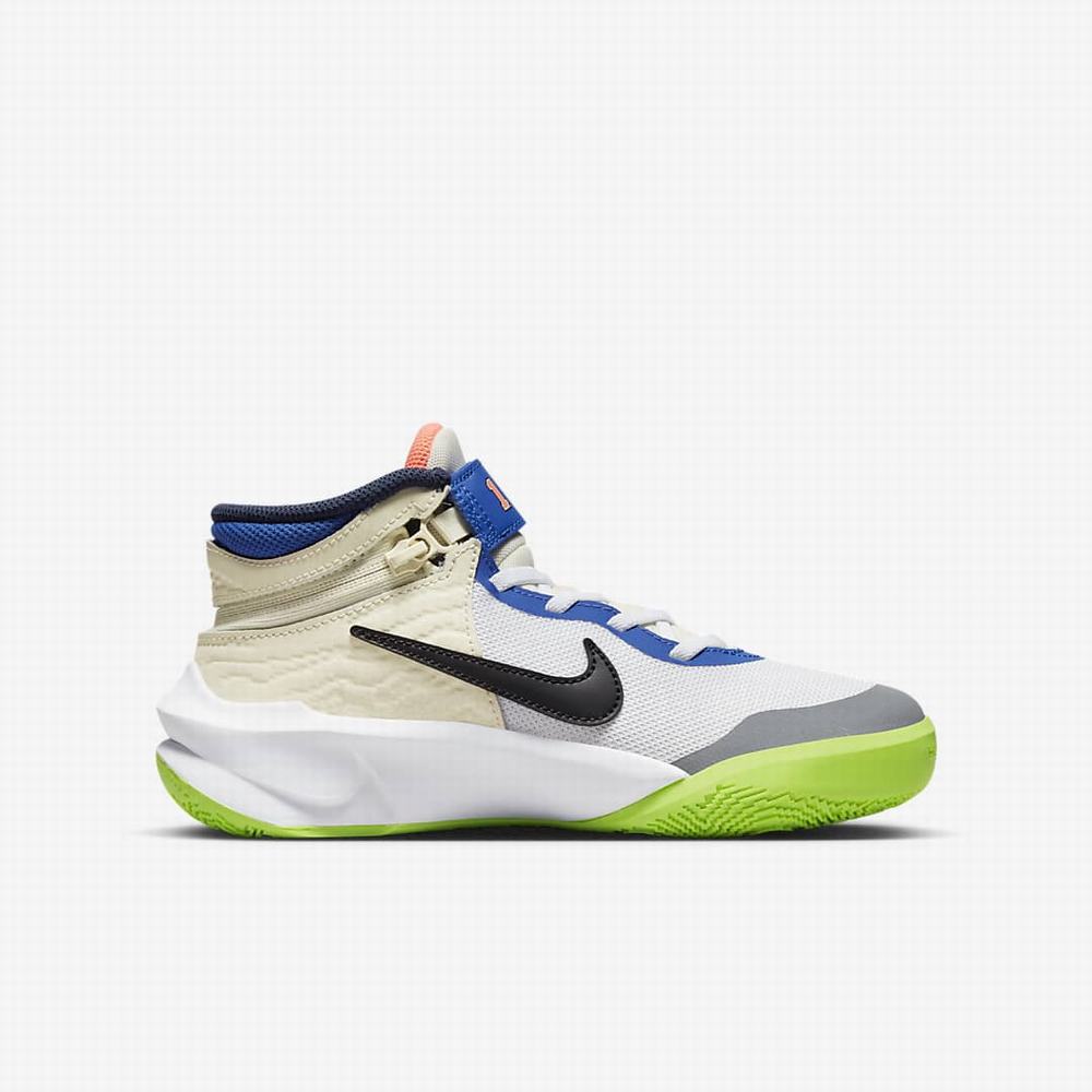 Nike Team Hustle D 10 FlyEase Gyerek Kosárlabda Cipő Fehér Narancssárga Fekete | NI9547-J09