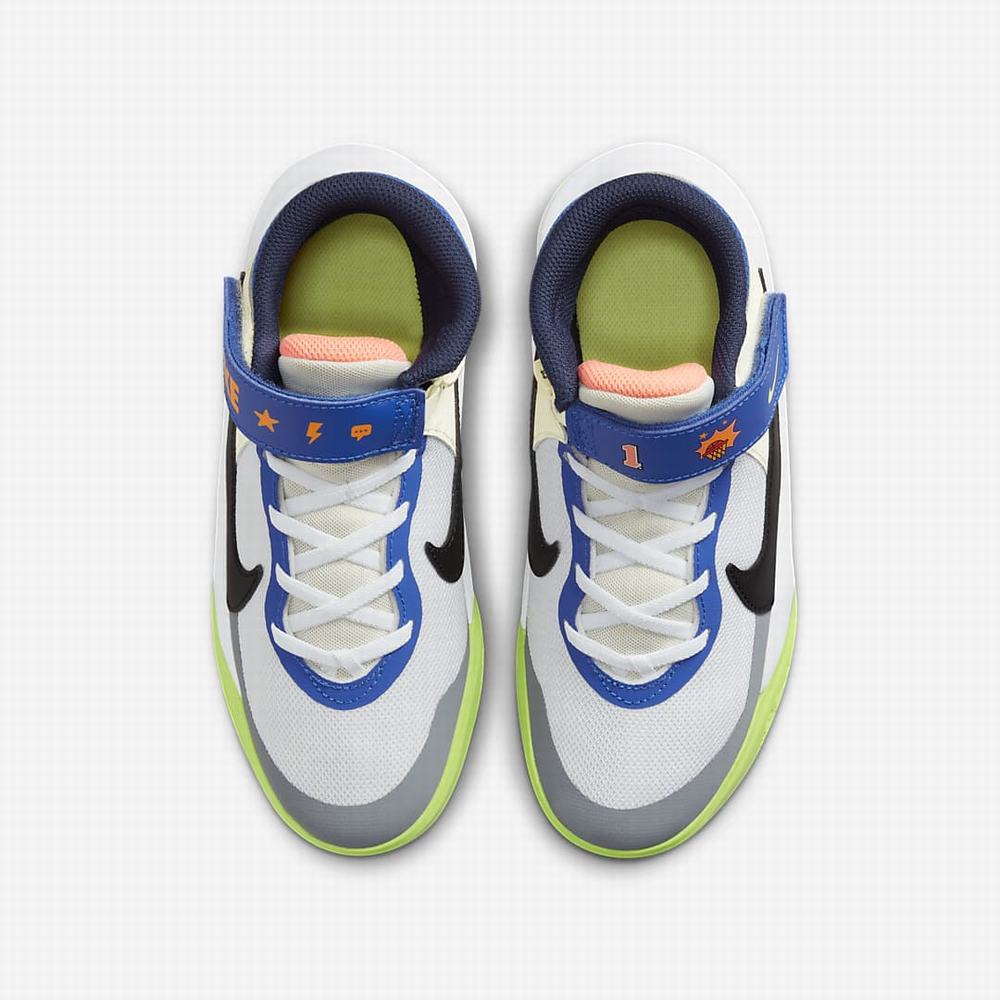 Nike Team Hustle D 10 FlyEase Gyerek Kosárlabda Cipő Fehér Narancssárga Fekete | NI9547-J09