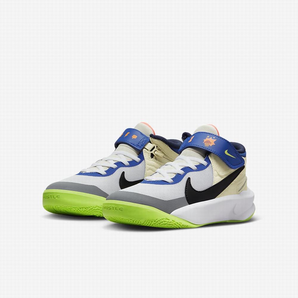 Nike Team Hustle D 10 FlyEase Gyerek Kosárlabda Cipő Fehér Narancssárga Fekete | NI9547-J09