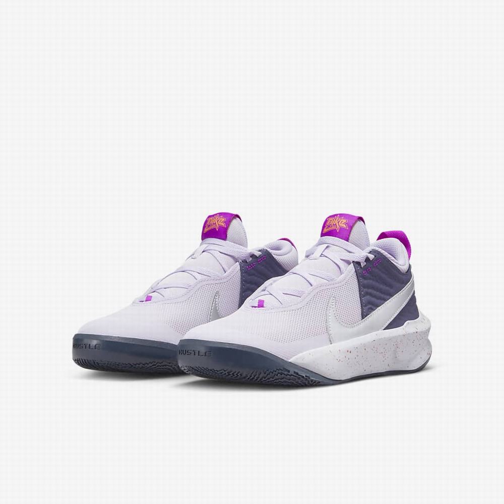 Nike Team Hustle D 10 SE Gyerek Kosárlabda Cipő Lila Kék Lila Metal Titán | NI1587-M40