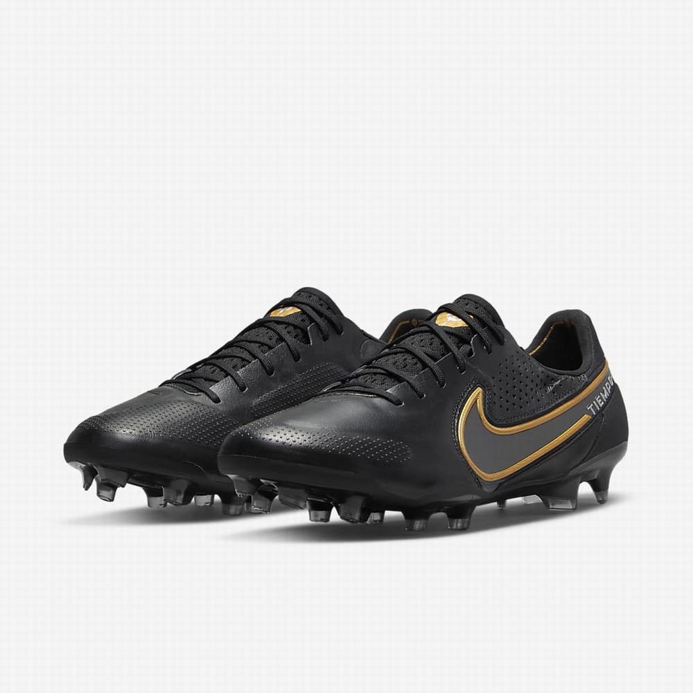 Nike Tiempo Legend 9 Elite FG Firm-Ground Női Focicipő Fekete Sötétszürke Metal Arany Metal Sötétszürke | NI8325-R08