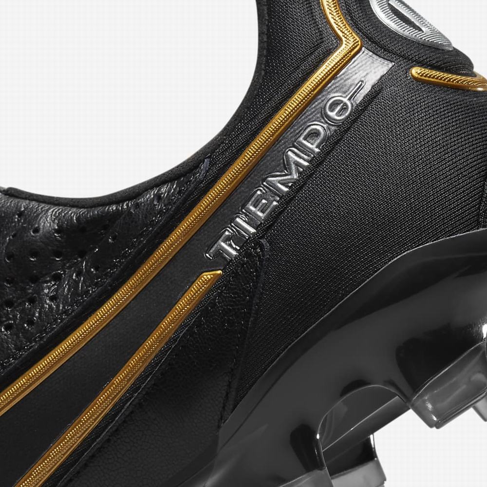 Nike Tiempo Legend 9 Elite FG Firm-Ground Női Focicipő Fekete Sötétszürke Metal Arany Metal Sötétszürke | NI8325-R08