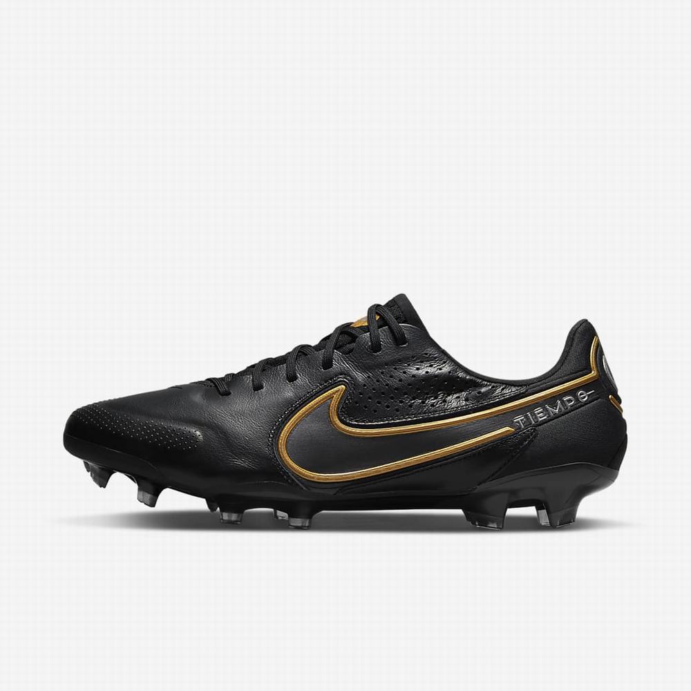 Nike Tiempo Legend 9 Elite FG Firm-Ground Női Focicipő Fekete Sötétszürke Metal Arany Metal Sötétszürke | NI8325-R08