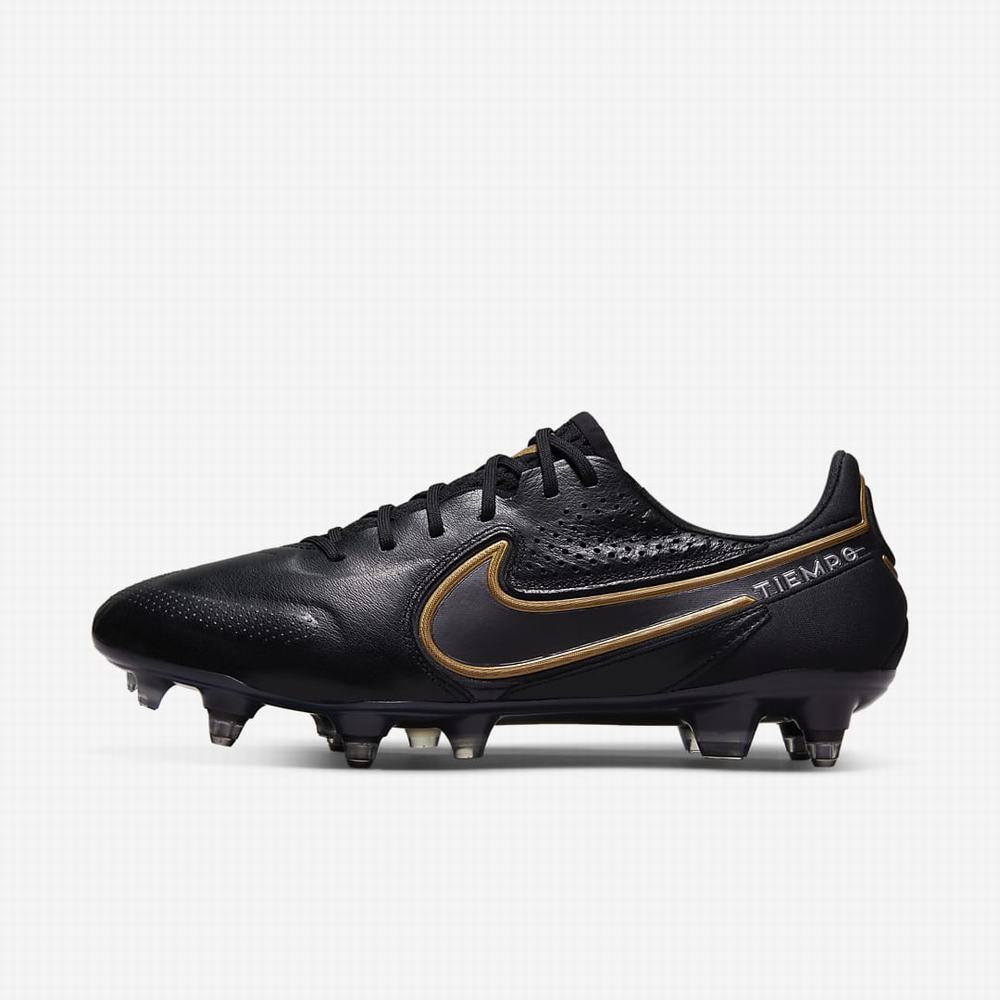 Nike Tiempo Legend 9 Elite SG-Pro AC Soft-Ground Férfi Focicipő Fekete Sötétszürke Metal Arany Metal Sötétszürke | NI8431-J21