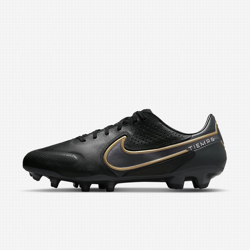 Nike Tiempo Legend 9 Pro FG Firm-Ground Férfi Focicipő Fekete Sötétszürke Metal Arany Metal Sötétszürke | NI1086-K20