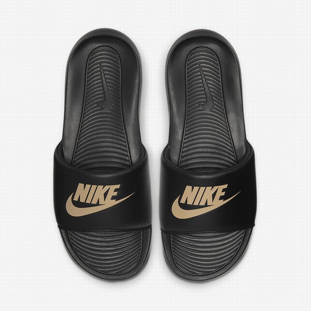 Nike Victori One Férfi Papucs Fekete Metal Arany | NI1269-R06