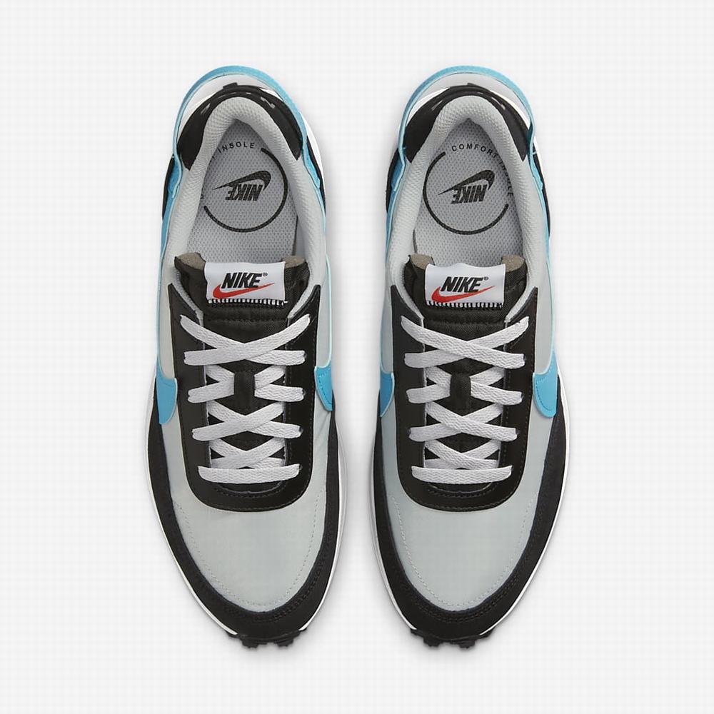 Nike Waffle Debut Férfi Utcai Cipő Szürke Fekete Fehér Kék | NI1739-B49