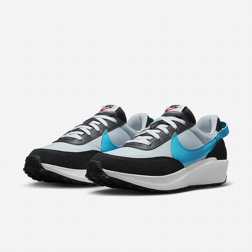 Nike Waffle Debut Férfi Utcai Cipő Szürke Fekete Fehér Kék | NI1739-B49