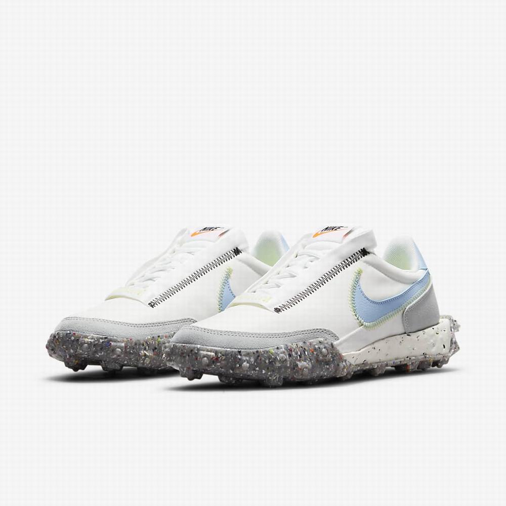 Nike Waffle Racer Crater Női Utcai Cipő Fehér Világos Citrom Szürke | NI9082-Z71