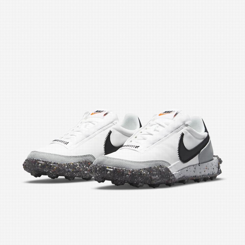 Nike Waffle Racer Crater Női Utcai Cipő Fehér Sötétszürke Fekete | NI9320-X25