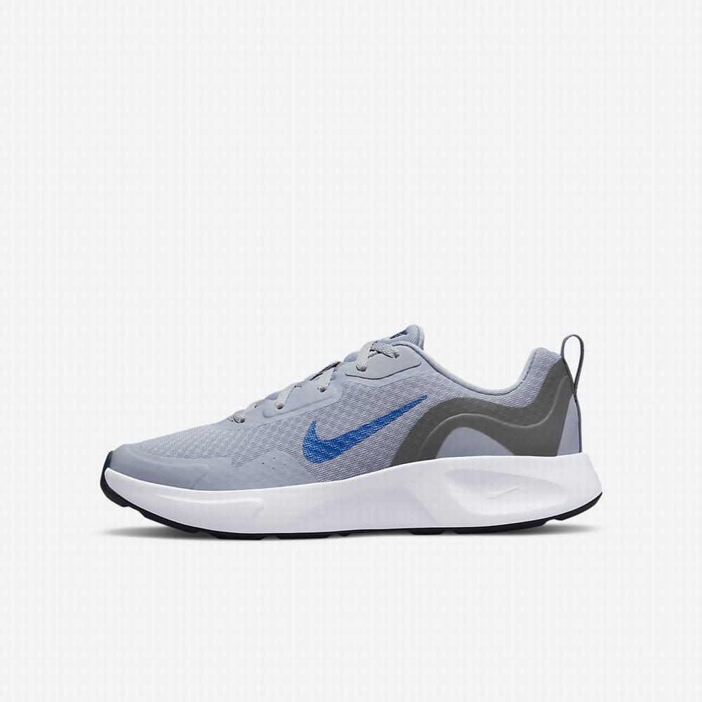 Nike Wearallday Gyerek Utcai Cipő Szürke Sötétkék Fehér Kék | NI6028-V85