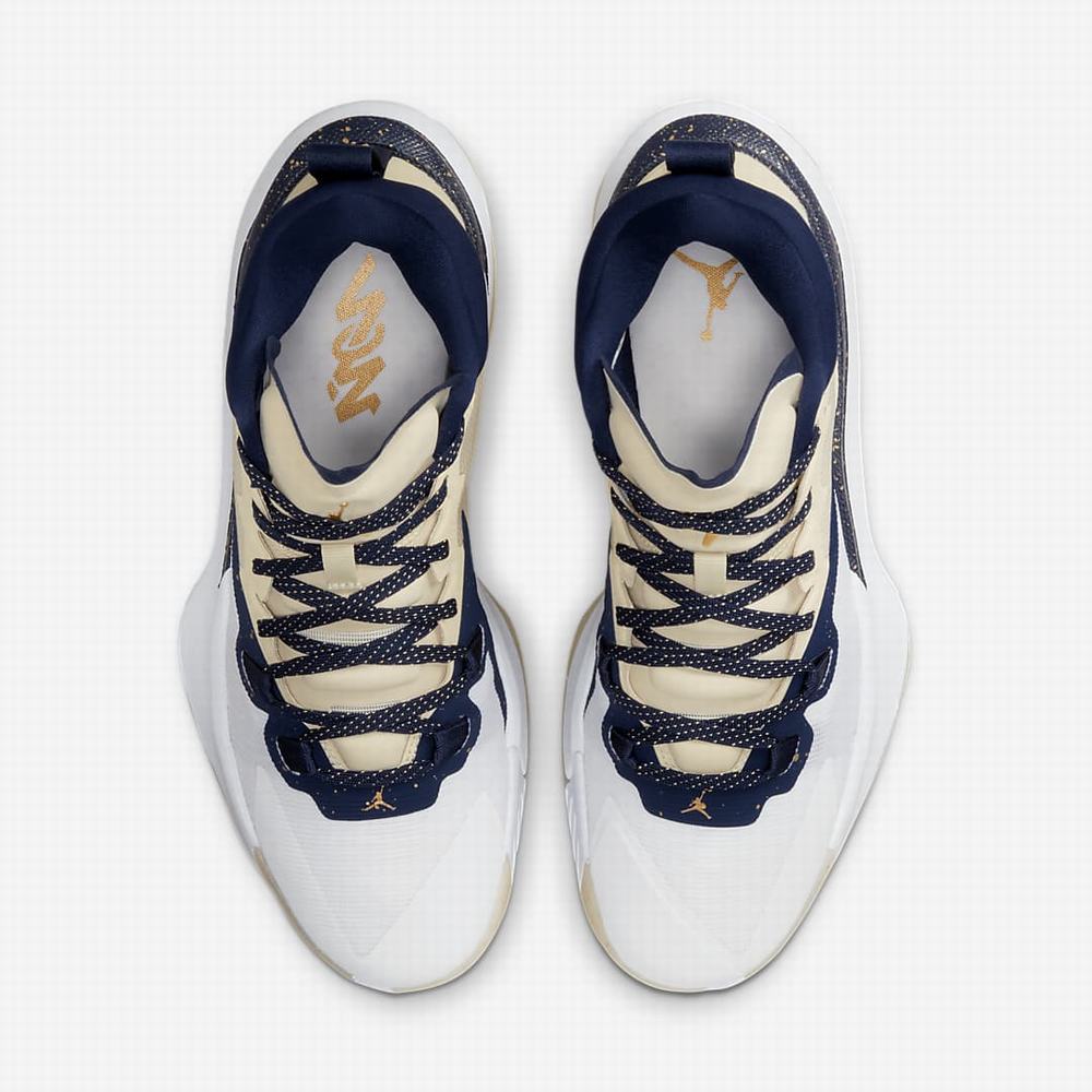 Nike Zion 1 Férfi Jordan Cipő Khaki Fehér Metal Arany Sötétkék | NI4021-Q82