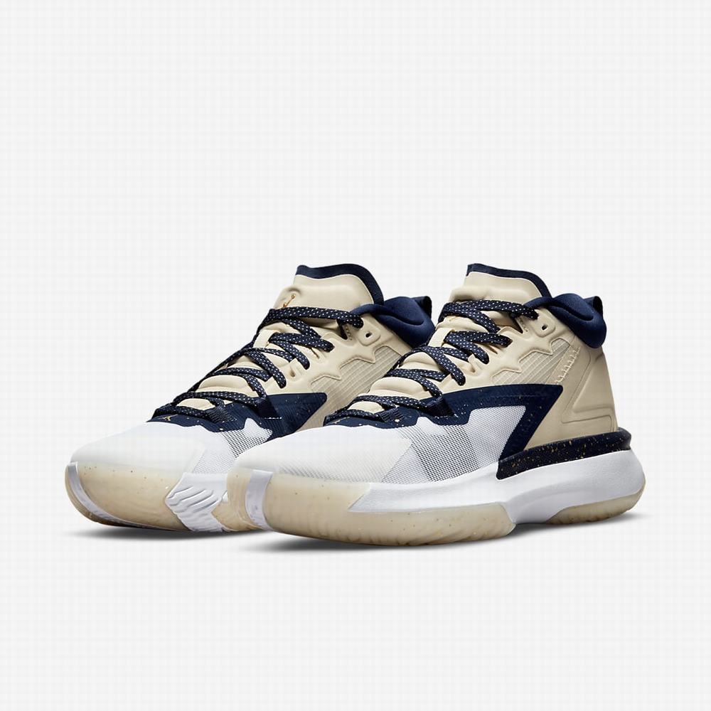 Nike Zion 1 Férfi Jordan Cipő Khaki Fehér Metal Arany Sötétkék | NI4021-Q82