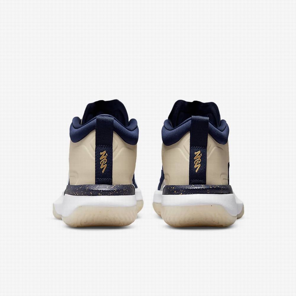 Nike Zion 1 Férfi Jordan Cipő Khaki Fehér Metal Arany Sötétkék | NI4021-Q82