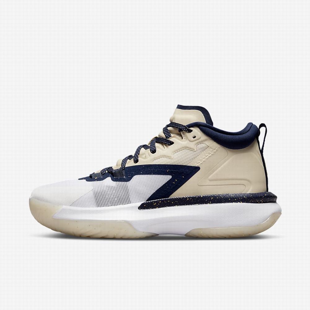 Nike Zion 1 Férfi Jordan Cipő Khaki Fehér Metal Arany Sötétkék | NI4021-Q82