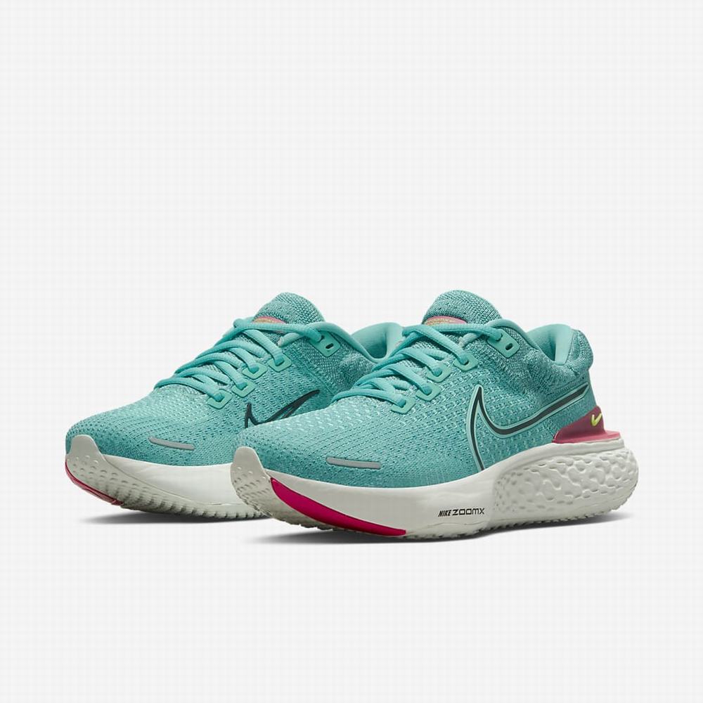 Nike ZoomX Invincible Run Flyknit 2 Női Futócipő Világoskék Türkiz Rózsaszín Zöld Fekete | NI8495-F50