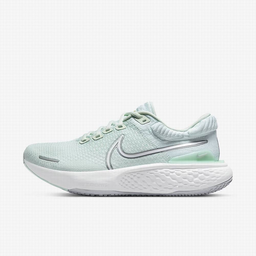 Nike ZoomX Invincible Run Flyknit 2 Női Futócipő Zöld Metal Titán Menta Fehér | NI9154-G56