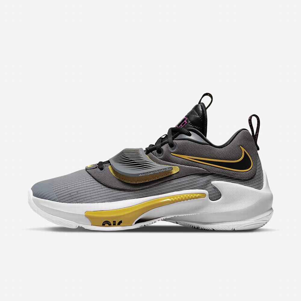 Nike Zoom Freak 3 Férfi Kosárlabda Cipő Szürke Szürke Fekete | NI4508-V35