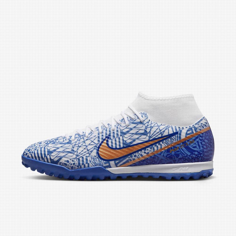 Nike Zoom Mercurial Superfly 9 Academy CR7 TF Turf Női Focicipő Fehér Kék Metal Réz | NI6792-P59