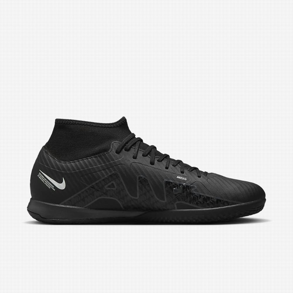 Nike Zoom Mercurial Superfly 9 Academy IC Férfi Focicipő Fekete Fehér Sötétszürke | NI3248-P17