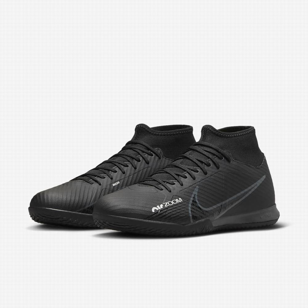 Nike Zoom Mercurial Superfly 9 Academy IC Férfi Focicipő Fekete Fehér Sötétszürke | NI3248-P17