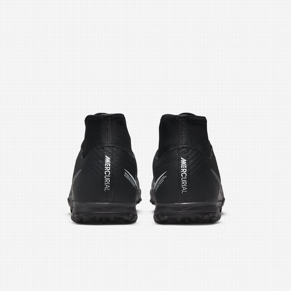 Nike Zoom Mercurial Superfly 9 Academy TF Turf Női Focicipő Fekete Fehér Sötétszürke | NI9806-C85