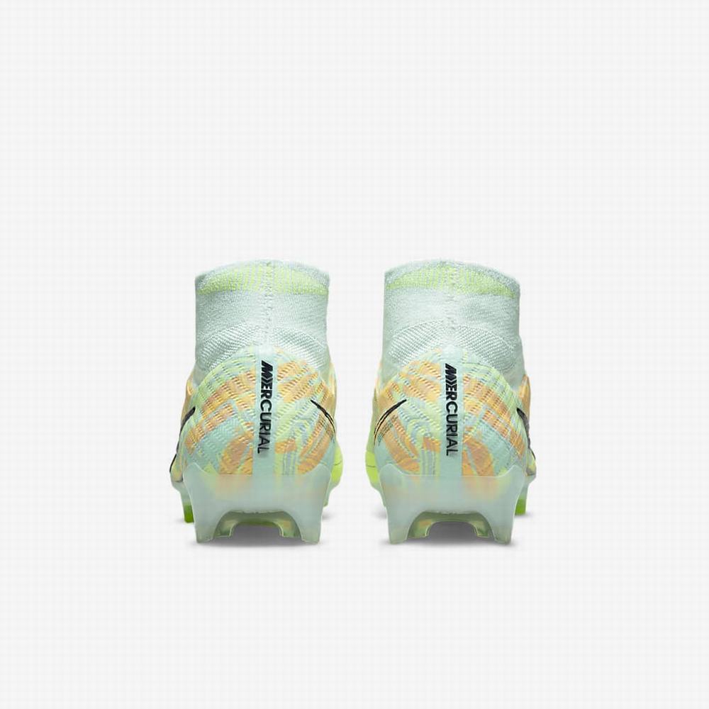 Nike Zoom Mercurial Superfly 9 Elite FG Firm-Ground Férfi Focicipő Zöld Narancssárga Zöld Fekete Kék | NI5642-B85