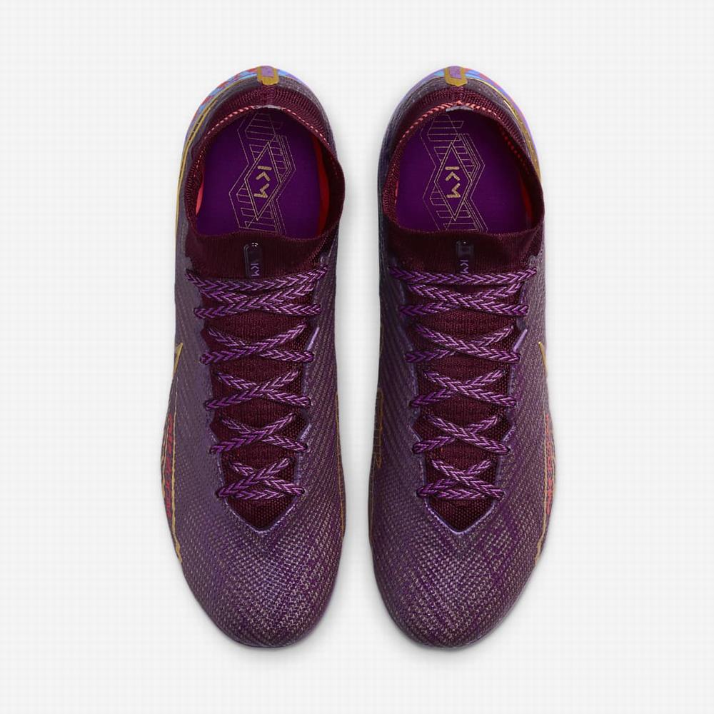 Nike Zoom Mercurial Superfly 9 Elite KM FG Firm-Ground Férfi Focicipő Sötétkék Lila Metal Arany | NI0894-X03