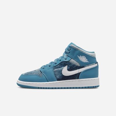 Nike Air Jordan 1 Mid Gyerek Utcai Cipő Kék Fehér | NI2973-T46
