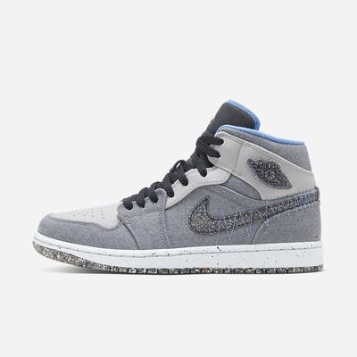 Nike Air Jordan 1 Mid SE Férfi Utcai Cipő Szürke Fekete Kék | NI2504-E48