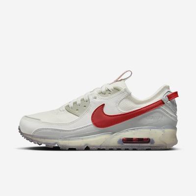 Nike Air Max Terrascape 90 Férfi Utcai Cipő Fehér Platina Szürke Piros | NI1895-T78