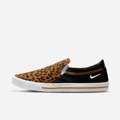 Nike Court Legacy Slip Női Utcai Cipő Fekete Barna Fehér | NI4128-W30