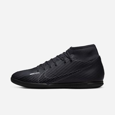 Nike Mercurial Superfly 9 Club IC Férfi Focicipő Fekete Fehér Sötétszürke | NI0897-V39