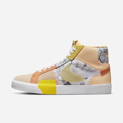 Nike SB Zoom Blazer Mid PRM Férfi Utcai Cipő Fehér Narancssárga | NI3126-B56