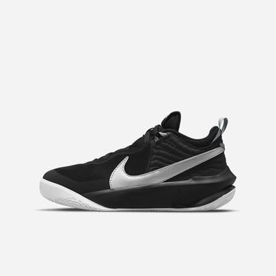 Nike Team Hustle D 10 Gyerek Kosárlabda Cipő Fekete Fehér Metal Titán | NI2867-Y75
